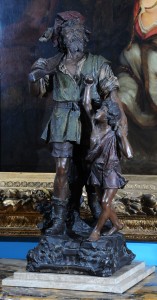 Terracotta figurine A.Doebrih, signed Austria, Vienna, late 19th century Height: 92 cm (with pedestal 98 cm)