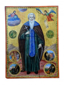 Icon Miholjdan –St Cyril
With two miniatures on the left and on the right
Greece,first half of the 19th century
Dimensions 65 x 47,5 cm